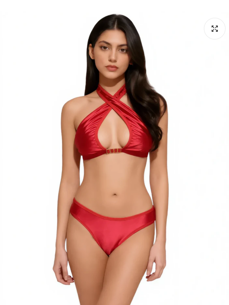 Padded Bra Set - Elvora - Red