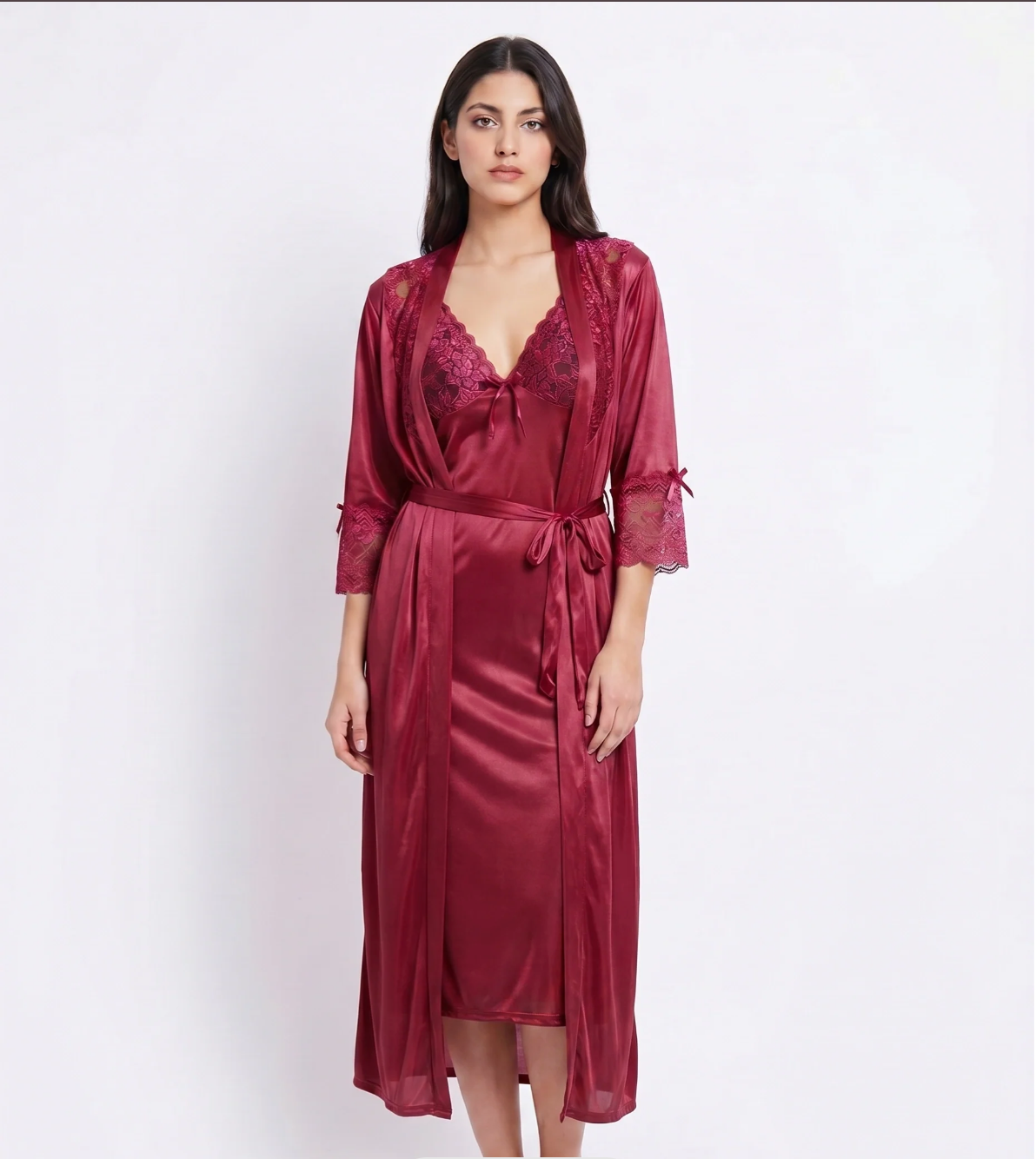 Gown Set - Orvella - Maroon