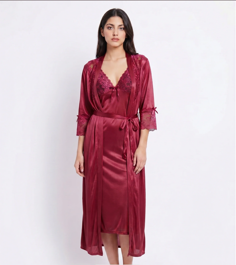 Gown Set - Orvella - Maroon